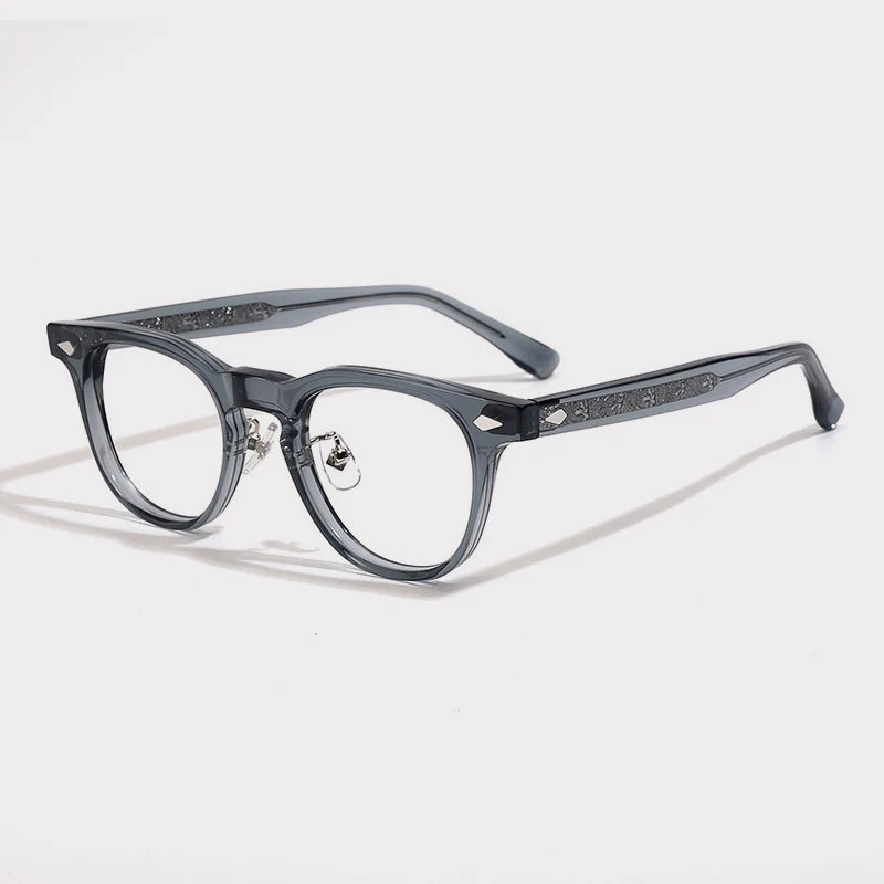 Gatenac Unisex Full Rim Square Oval Acetate Eyeglasses G1522 Full Rim Gatenac Transparent Gray  