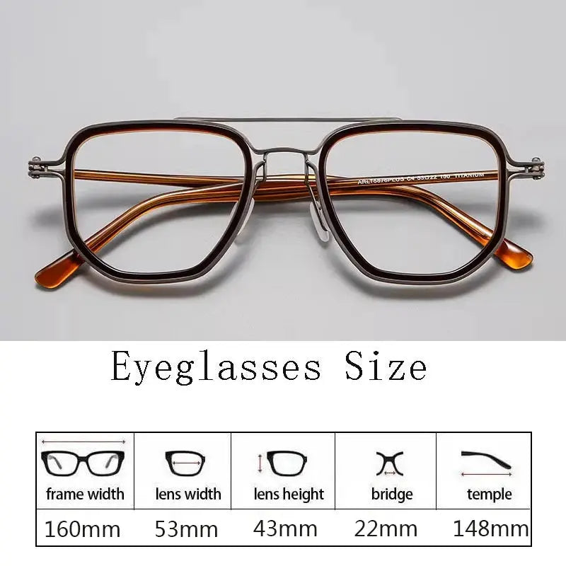 Hdcrafter Mens Full Rim Double Bridge Square Titanium Frames 586700 — view 2 | Hdcrafter Eyeglasses at FuzWeb