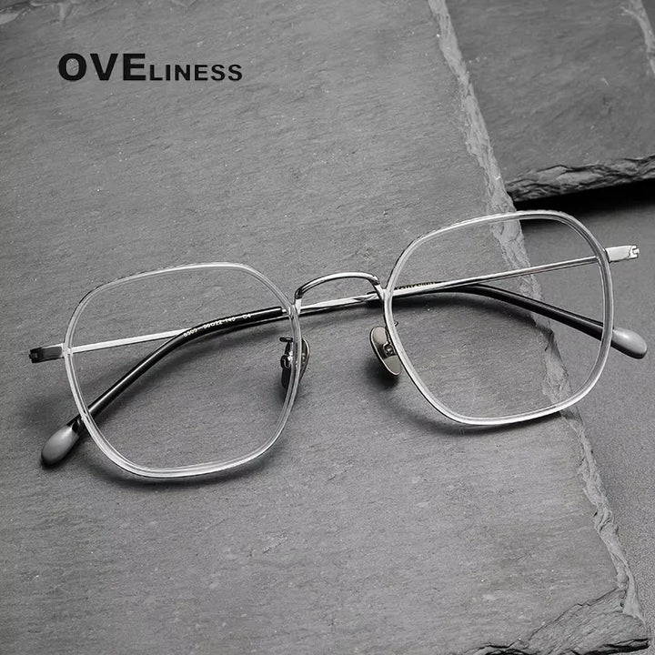 Oveliness Unisex Full Rim Square Titanium Acetate Eyeglasses 8505 Full Rim Oveliness   