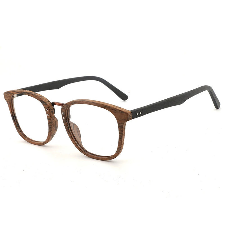 Cubojue Unisex Full Rim Square Acetate Reading Glasses 50021 Reading Glasses Cubojue brown black 0 