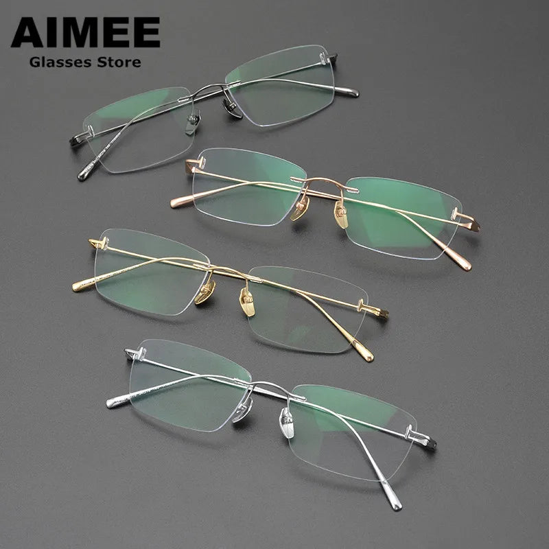 Aimee Unisex Rimless Square Titanium Eyeglasses 5678 Rimless Aimee   