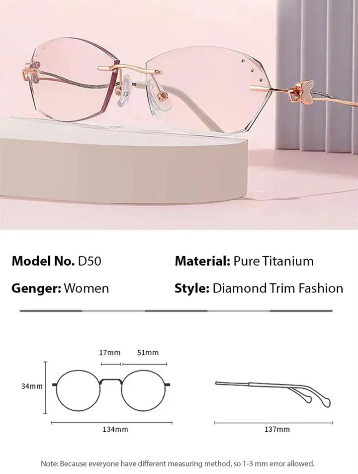 Chashma Ochki Women's Rimless Oval Square Titanium Eyeglasses 54050