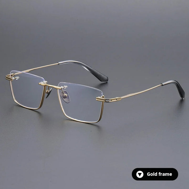 Momoja Unisex Semi Rim Big Polygon Square Titanium Eyeglasses 72416