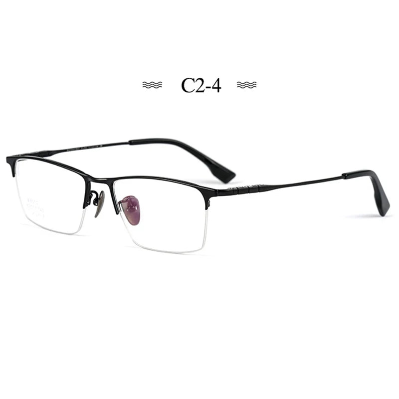 Hotochki Men's Semi Rim Square Titanium Eyeglasses 76010