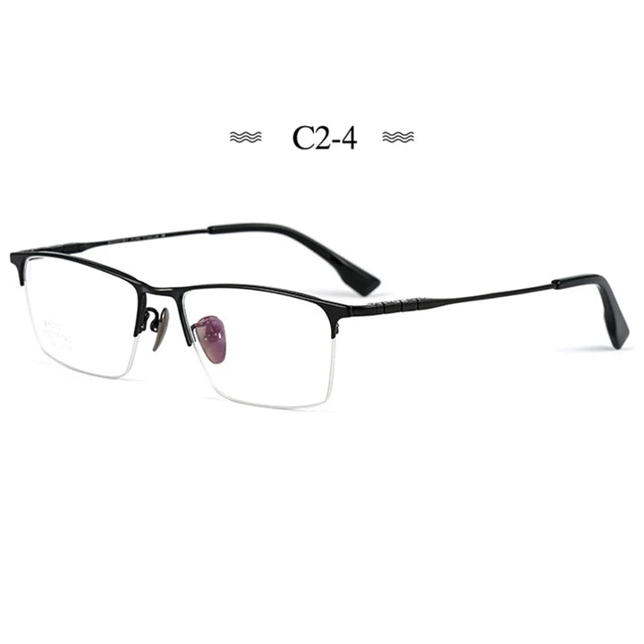 Hotochki Men's Semi Rim Square Titanium Eyeglasses 76010