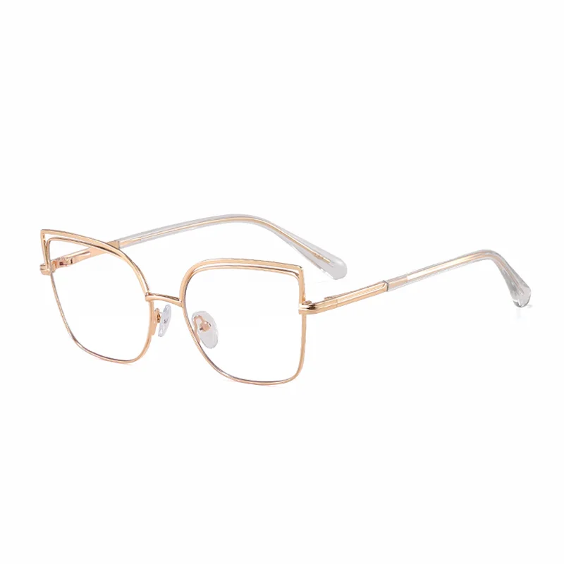 Ralferty Women's Full Rim Square Cat Eye Acetate Alloy Eyeglasses 82148 Full Rim Ralferty C4 Gold CHINA 