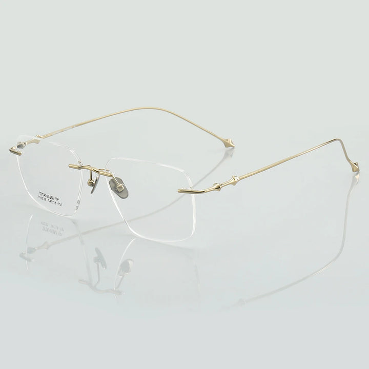 Aror Unisex Rimless Square Titanium Eyeglasses ﻿14239 Rimless Aror Gold