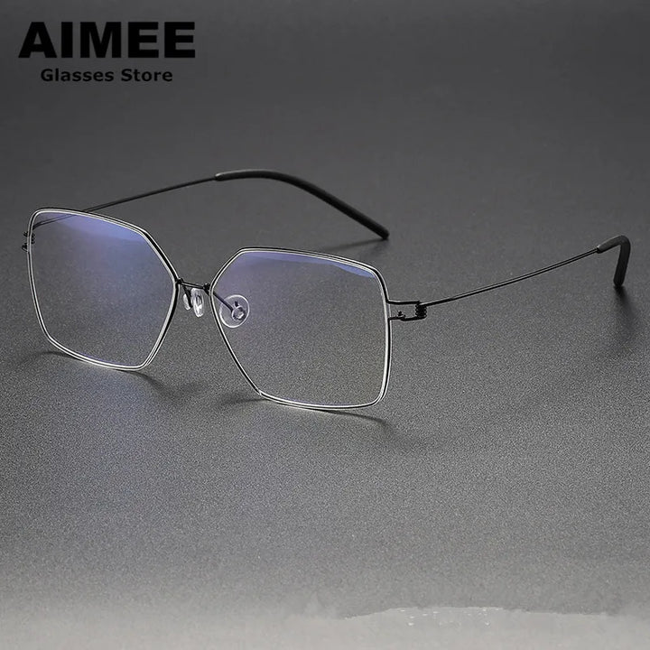 Aimee Women's Full Rim Square Screwless Titanium Eyeglasses 1754 Full Rim Aimee Black  