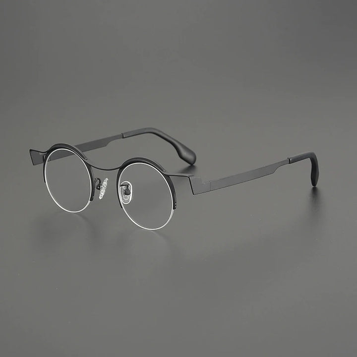 Gatenac Women's Semi Rim Brow Line Round Titanium Eyeglasses G85837