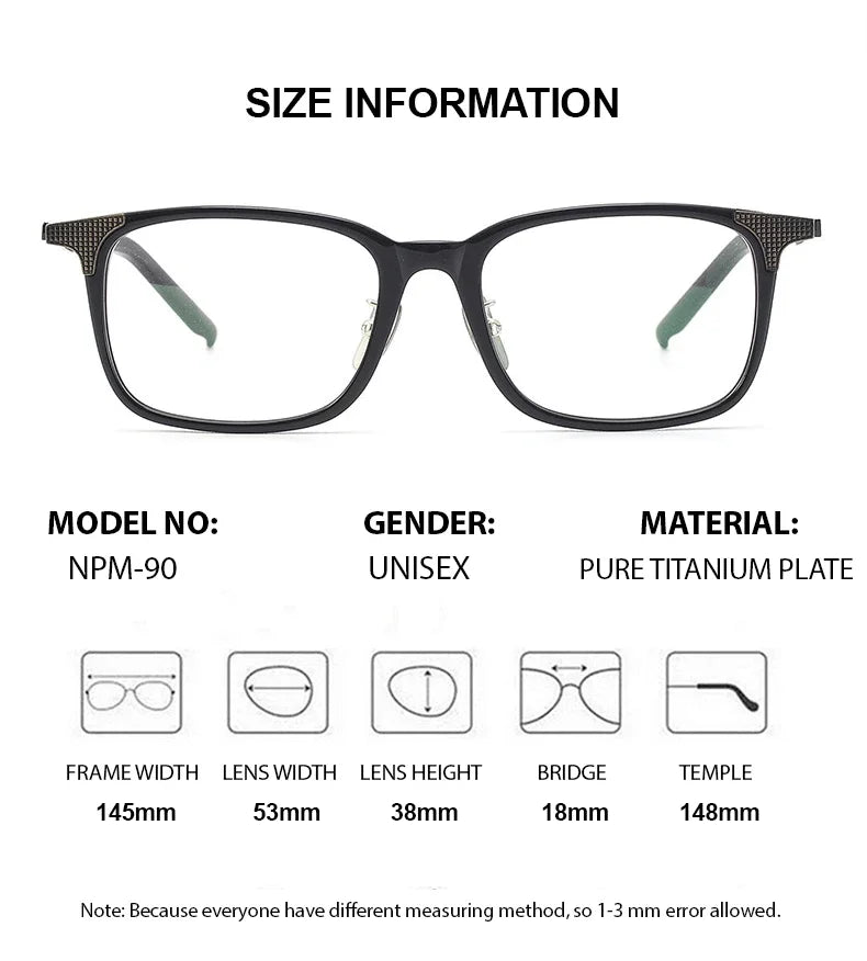 Summer Flower Men's Full Rim Square Acetate Titanium Eyeglasses 900551