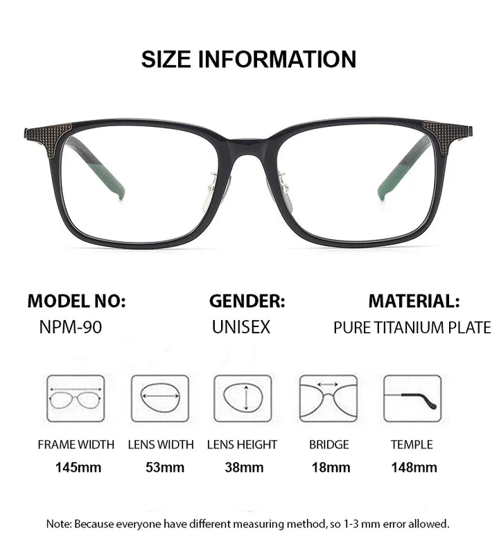 Summer Flower Men's Full Rim Square Acetate Titanium Eyeglasses 900551