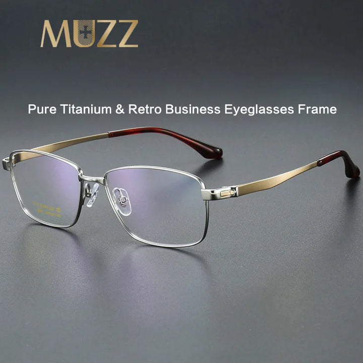 Muzz Men's Semi Rim Big Polygon Square Titanium Eyeglasses 82918