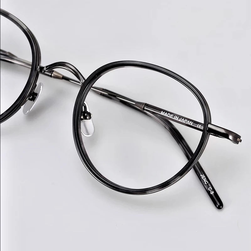 Hewei Unisex Full Rim Round Titanium Eyeglasses 22025 Full Rim Hewei   