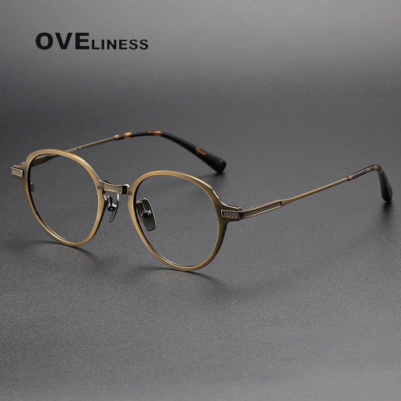 Oveliness Unisex Full Rim Oval Round Titanium Eyeglasses 3426 Full Rim Oveliness bronze  