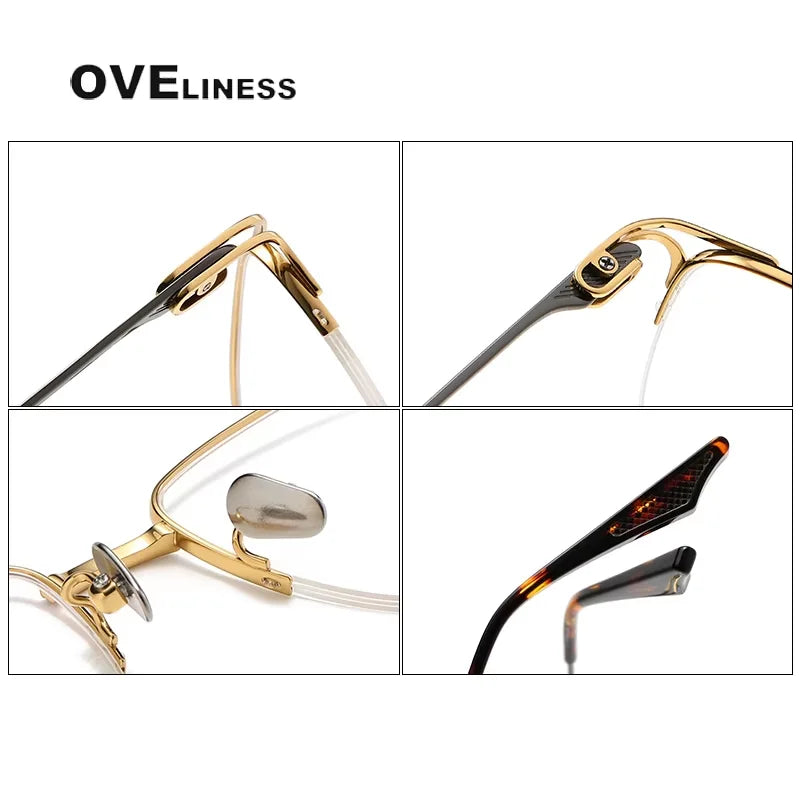 Oveliness Unisex Semi Rim Square Titanium Acetate Eyeglasses 81002 Semi Rim Oveliness   