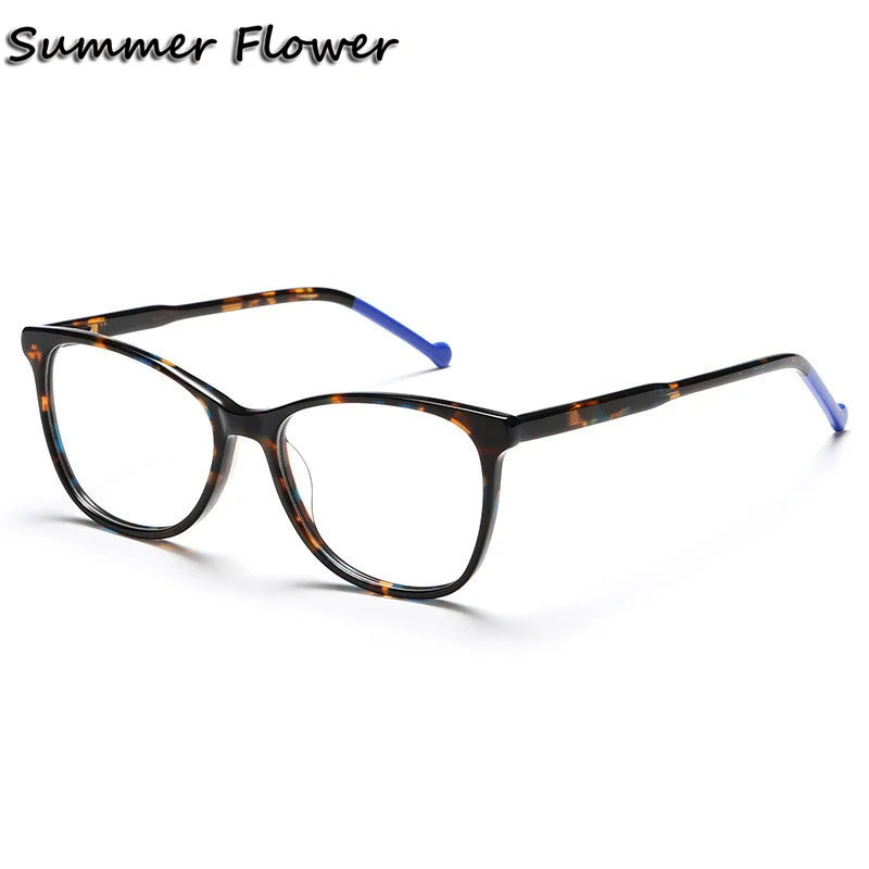 Summer Flower Women's Full Rim Square Cat Eye Acetate Eyeglasses 81002