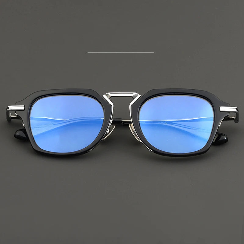 Black Mask Unisex Full Rim Titanium Square Eyeglasses D413 Full Rim Black Mask   