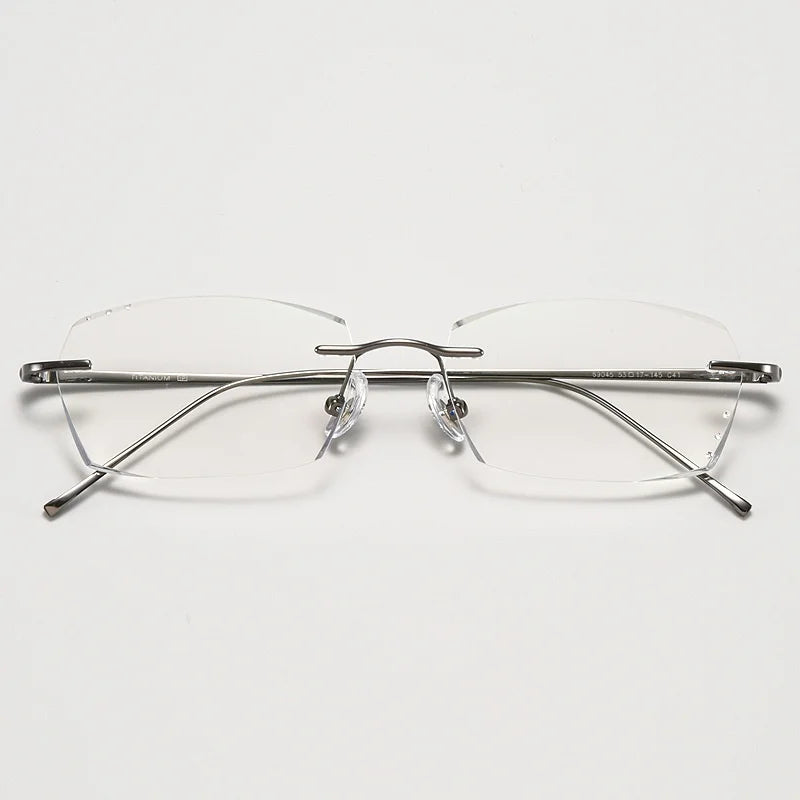 KatKani Unisex Rimless Square Titanium Eyeglasses A69045 Rimless KatKani Eyeglasses   