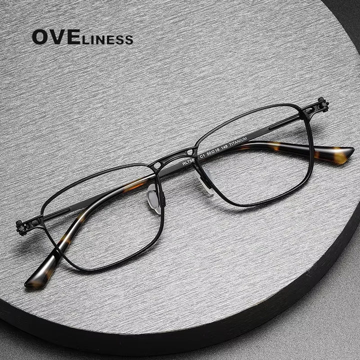 Oveliness Unisex Full Rim Square Acetate Titanium Eyeglasses 58902