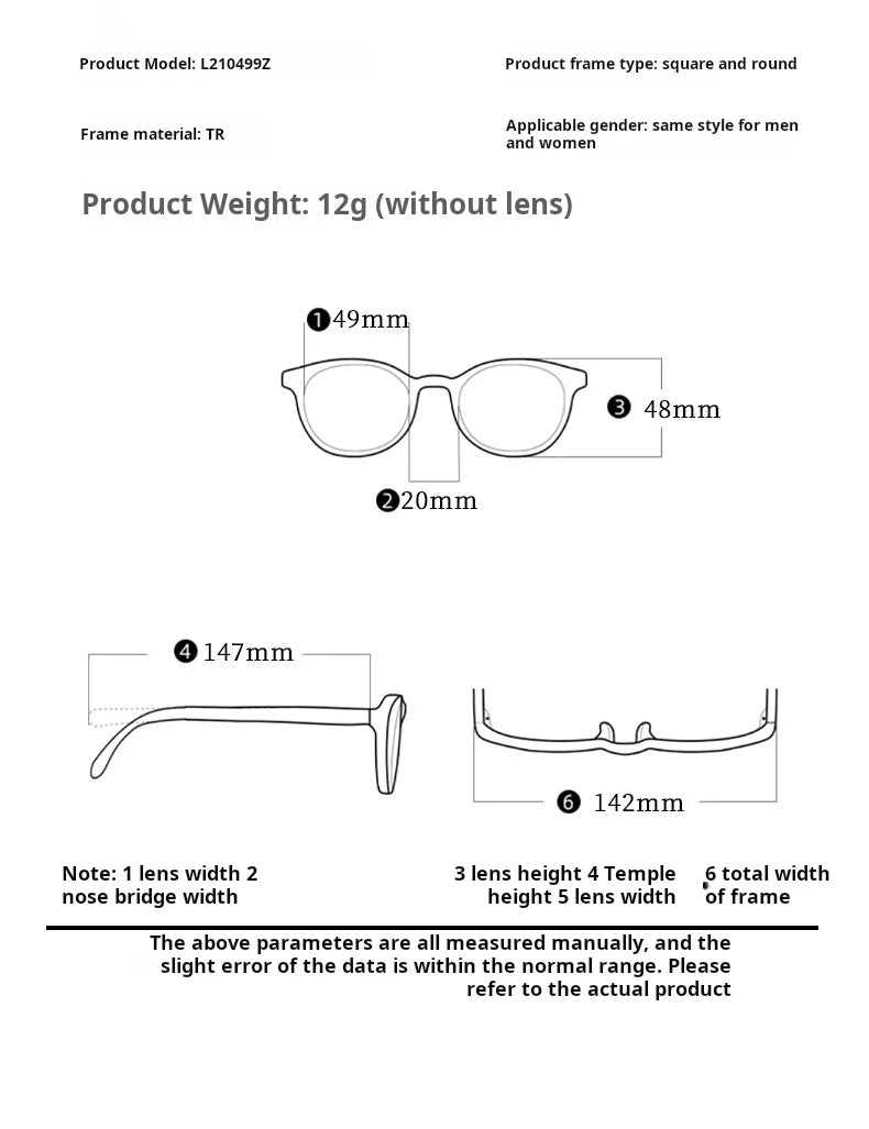 Yimaruili Unisex Full Rim Polygonal Tr 90 Alloy Eyeglasses 210499