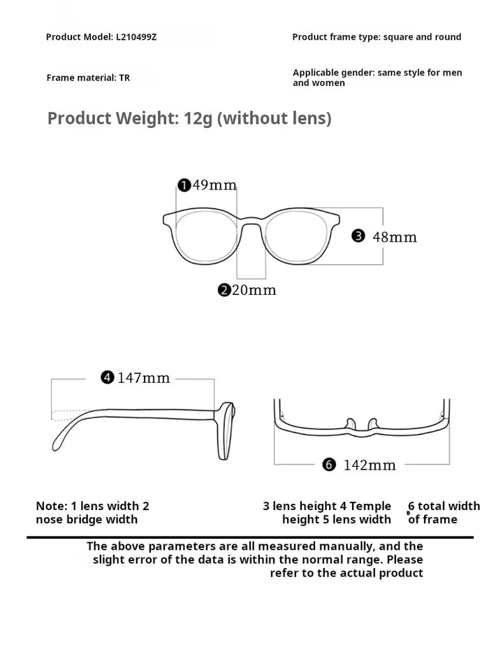Yimaruili Unisex Full Rim Polygonal Tr 90 Alloy Eyeglasses 210499