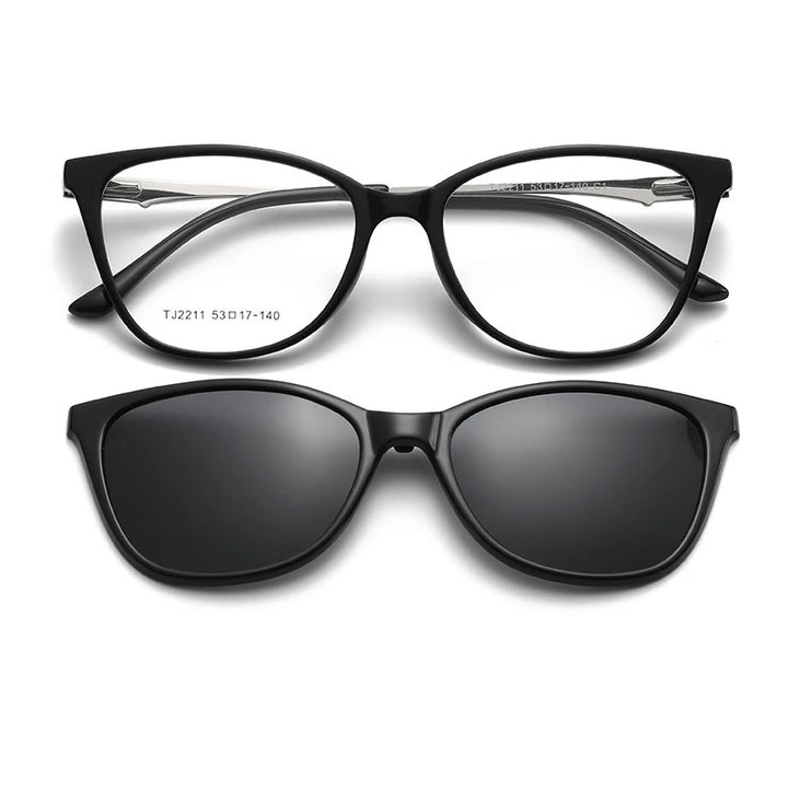 Vicky Women's Full Rim Cat Eye Tr 90 Alloy Reading Glasses Clip Sunglasses 62211
