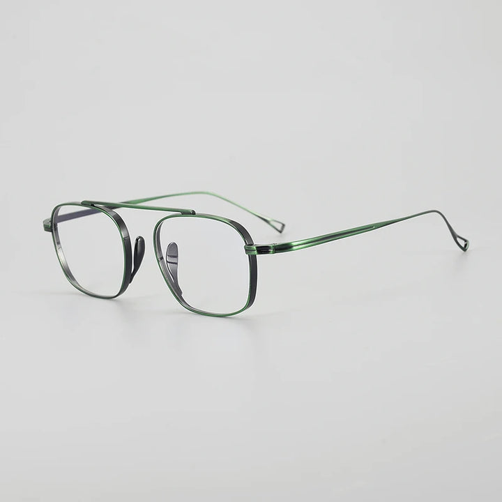 Gatenac Unisex Full Rim Small Square Titanium Eyeglasses Gxyj1474 Full Rim Gatenac Black Green  