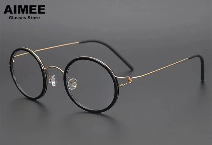 Aimee Women's Full Rim Round Acetate Titanium Eyeglasses 47145