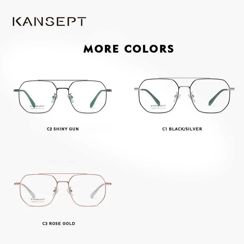 Kansept Unisex Full Rim Square Double Bridge Titanium Reading Glasses 6222 Reading Glasses Kansept   