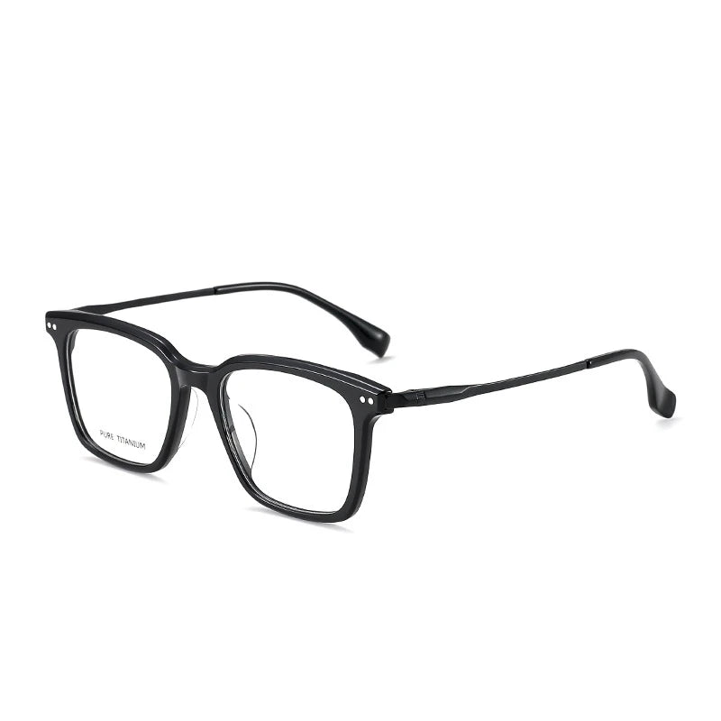 Yimaruili Unisex Full Rim Square Titanium Acetate Eyeglasses 58005