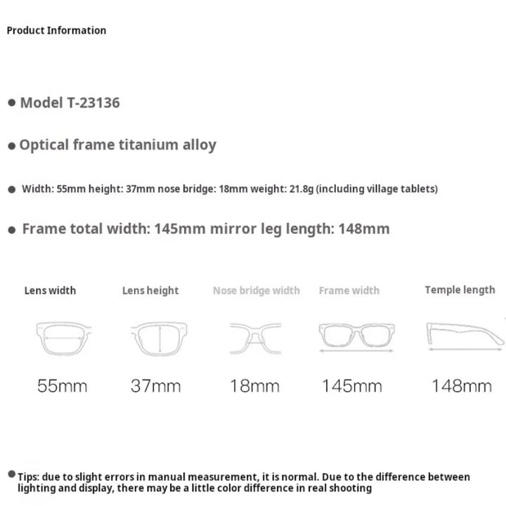 Momoja Unisex Semi Rim Polygon Square Titanium Eyeglasses 23136
