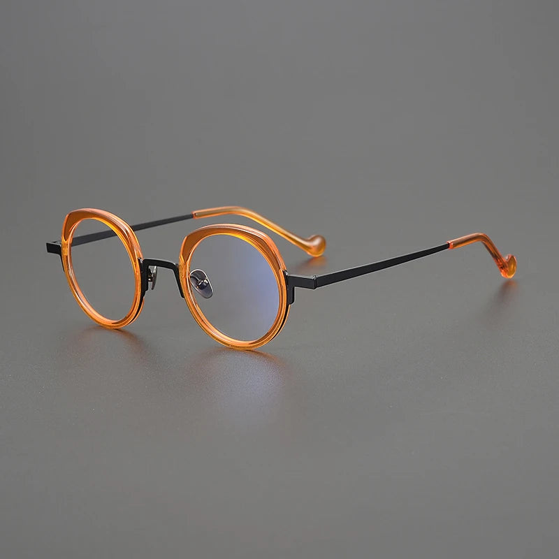 Gatenac Unisex Full Rim Oval Square Titanium Acetate Eyeglasses G1527 Full Rim Gatenac Orange  