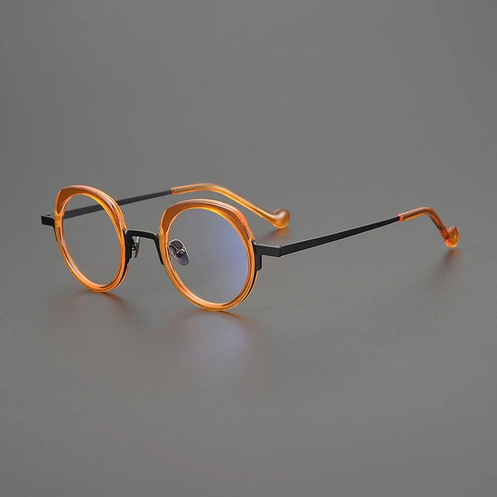 Gatenac Unisex Full Rim Oval Square Titanium Acetate Eyeglasses G1527 Full Rim Gatenac Orange  