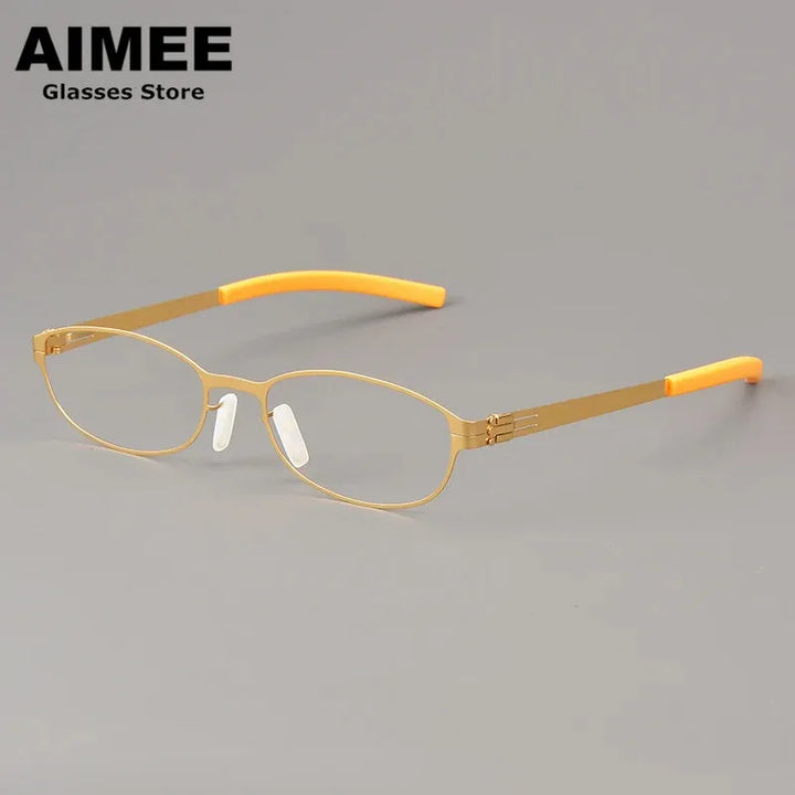 Aimee Women's Full Rim Oval Screwless Stainless Steel Eyeglasses 19003 Full Rim Aimee Golden  