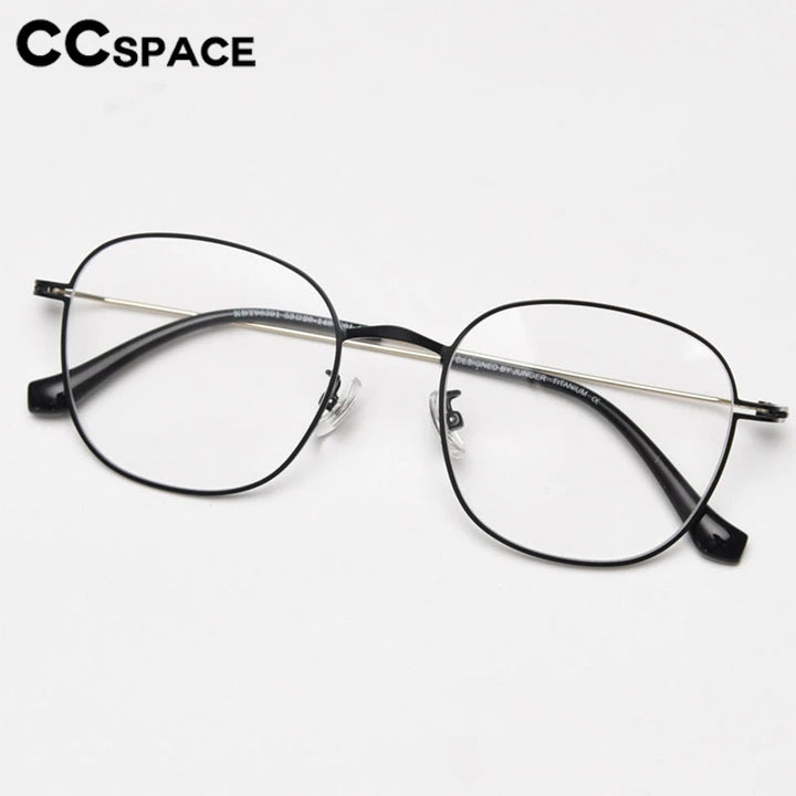 CCspace Unisex Full Rim Oval Square Titanium Eyeglasses 300722 Full Rim CCSpace   