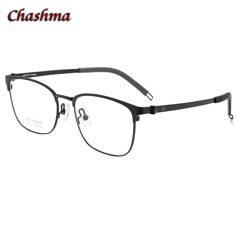 Chashma Ochki Unisex Full Rim Square Titanium Eyeglasses 11305 Full Rim Chashma Ochki Black  