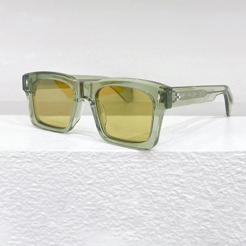 Hewei Unisex Full Rim Square Acetate Sunglasses 0023 Sunglasses Hewei green-green as picture 
