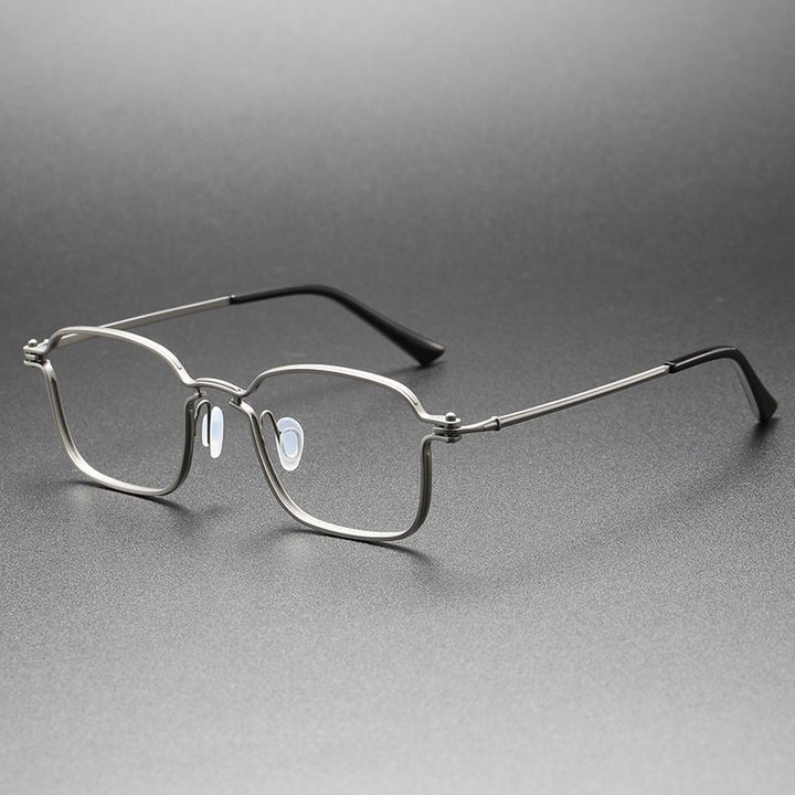 Hdcrafter Unisex Full Rim Large Irregular Square  Eyeglasses 58198 Full Rim Hdcrafter Eyeglasses Grey  