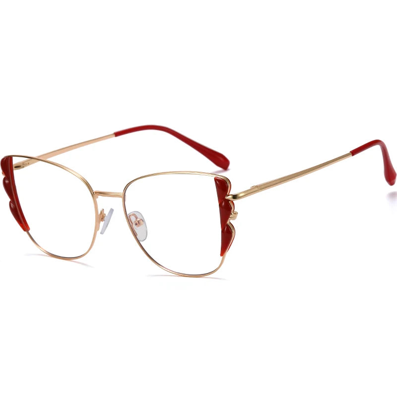 Hotony Women's Full Rim Square Cat Eye Alloy Acetate Eyeglasses 95933 Full Rim Hotony C2  