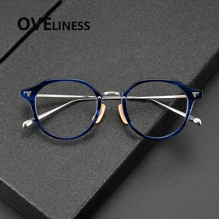 Oveliness Women's Full Rim Oval Acetate Titanium Eyeglasses 84573 Full Rim Oveliness