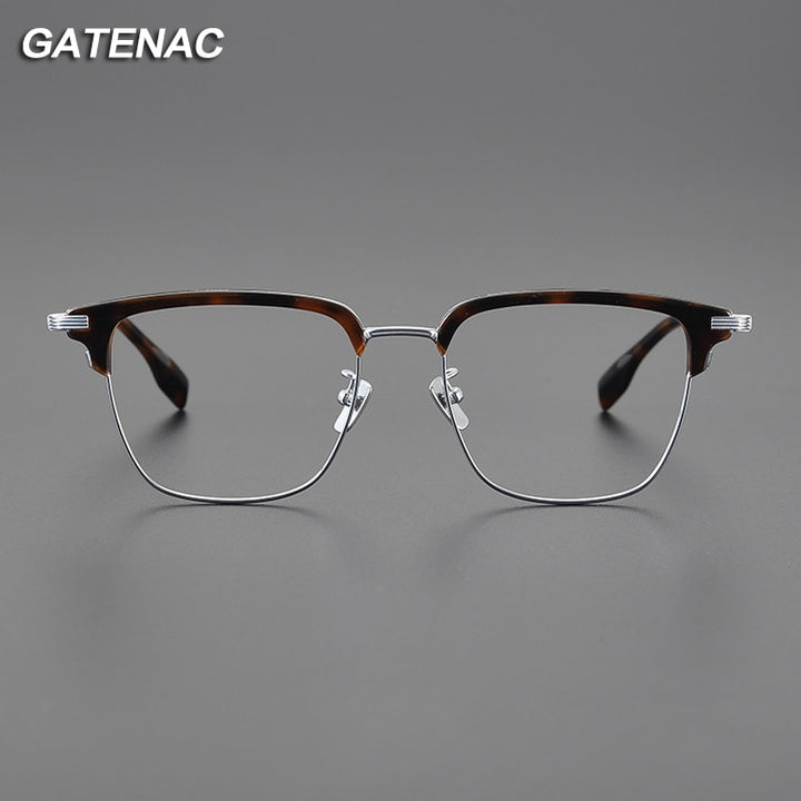 Gatenac Men's Full Rim Big Square Titanium Eyeglasses Gxyj1079 Full Rim Gatenac   