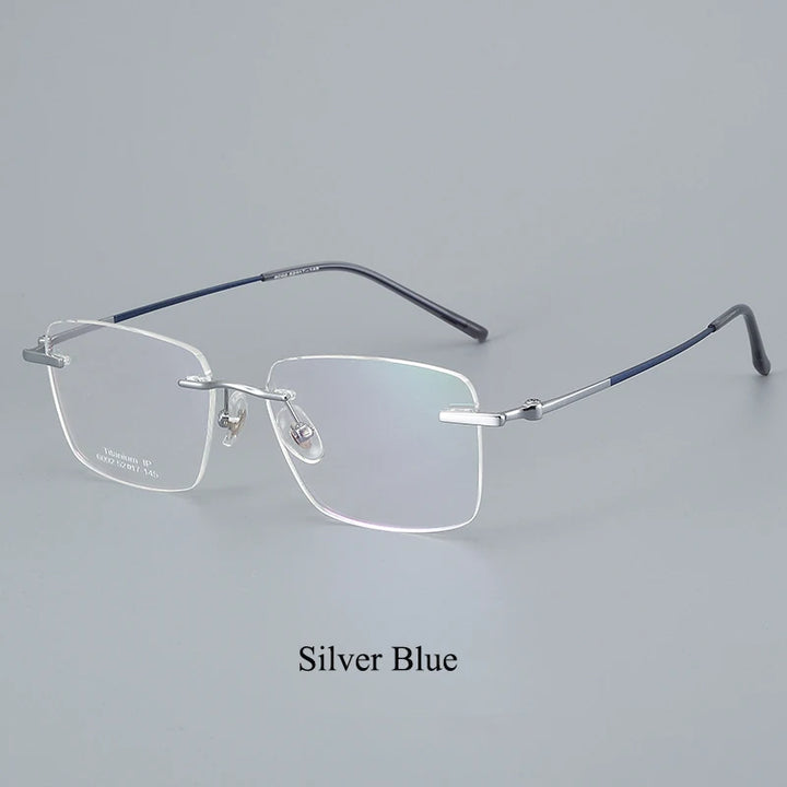 Bclear Women's Rimless Square Titanium Eyeglasses 46902 Rimless Bclear Silver Blue