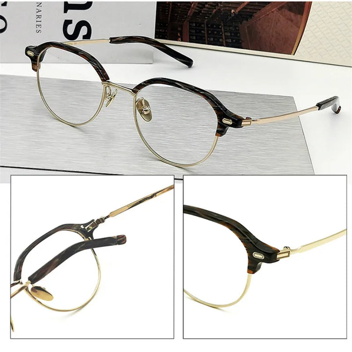 Aimee Unisex Full Rim Flat Top Round Titanium Acetate Eyeglasses 13121 Full Rim Aimee   