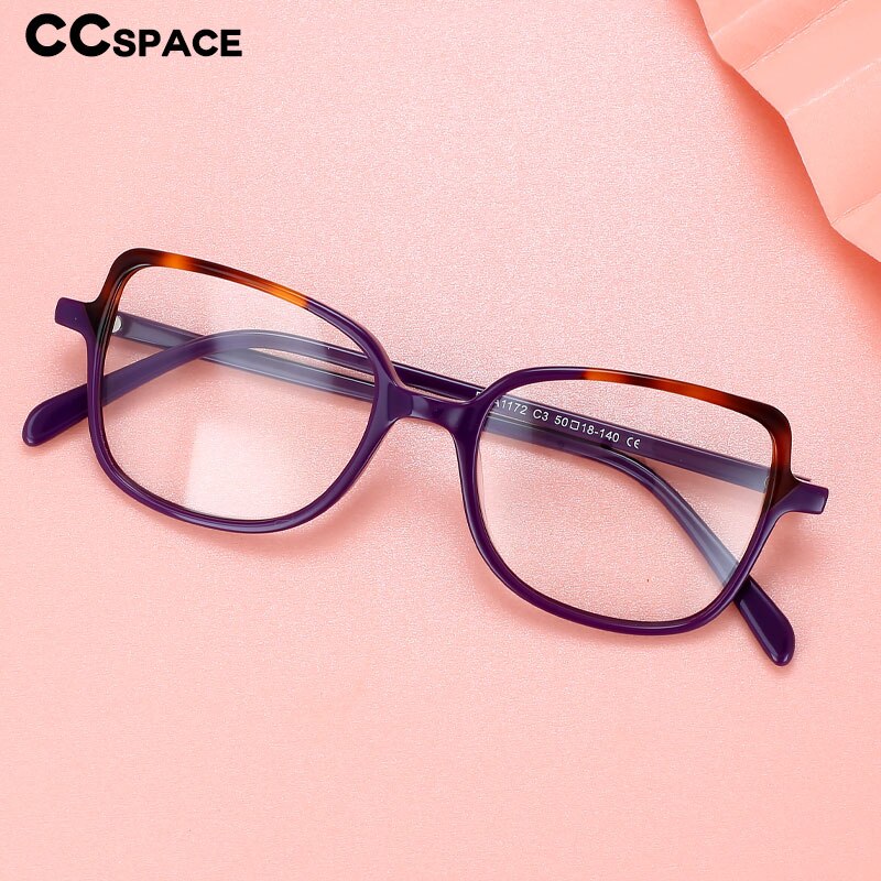 CCspace Unisex Full Rim Square Cat Eye Acetate Titanium Eyeglasses 55908 Full Rim CCspace   