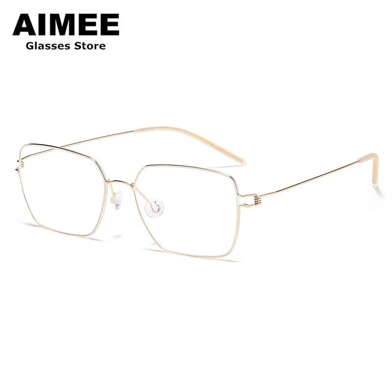 Aimee Unisex Full Rim Square Screwless Titanium Eyeglasses 4155 Full Rim Aimee   