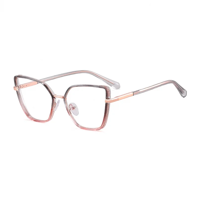 Ralferty Women's Full Rim Square Cat Eye Acetate Eyeglasses R82144 Full Rim Ralferty C6 Gray Pink CHINA 