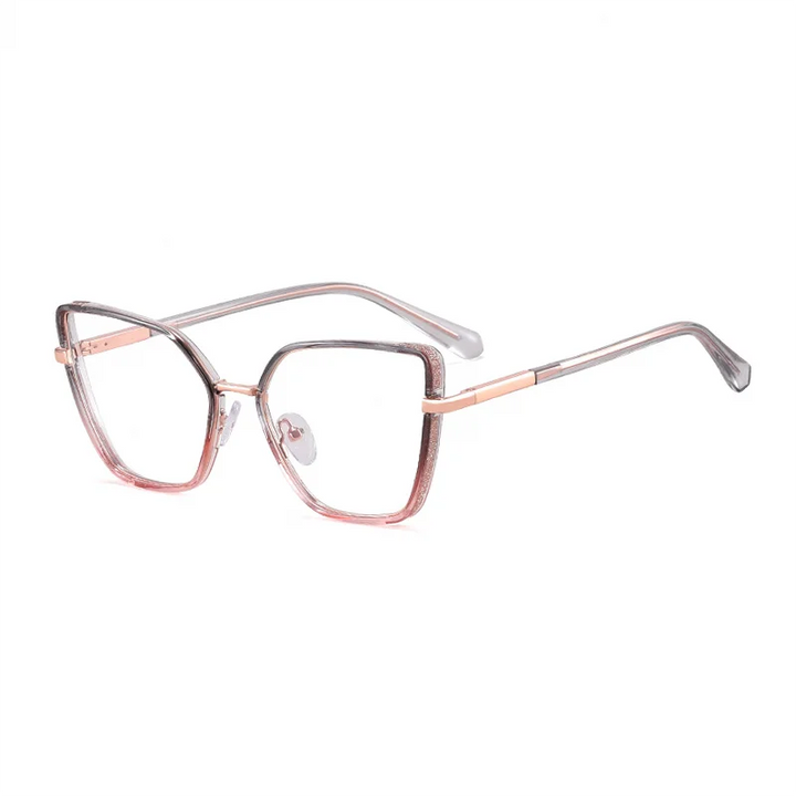 Ralferty Women's Full Rim Square Cat Eye Acetate Eyeglasses R82144 Full Rim Ralferty C6 Gray Pink CHINA 