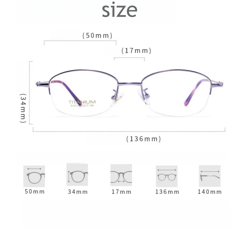 KatKani Women's Semi Rim Square Titanium Eyeglasses S7013 Semi Rim KatKani Eyeglasses   