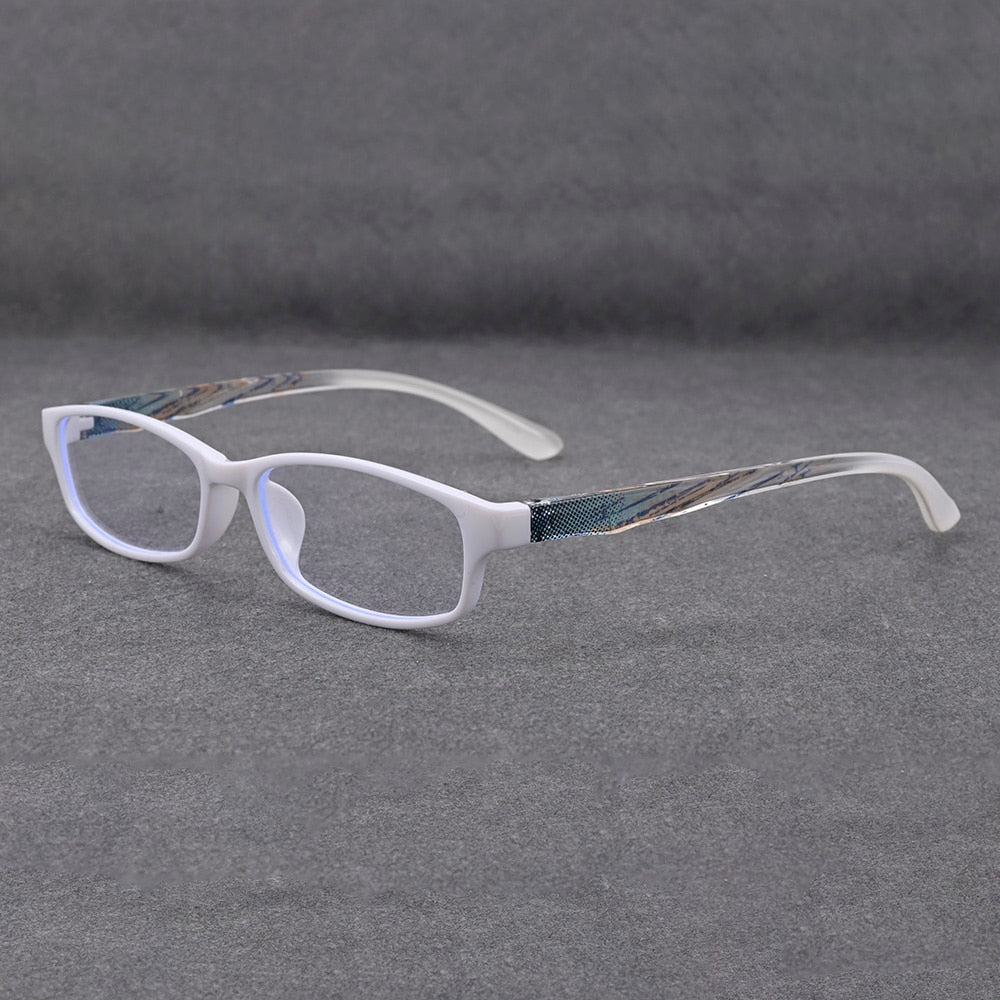Cubojue Unisex Full Rim Rectangle Tr 90 Titanium Myopic Reading Glasses 9135m Reading Glasses Cubojue no function lens White 