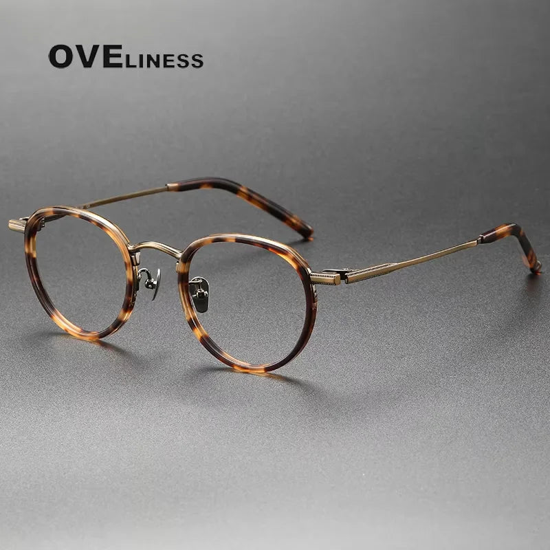 Oveliness Unisex Full Rim Oval Acetate Titanium Eyeglasses 369430